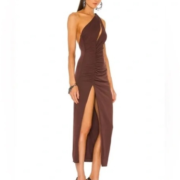 DUNDAS x REVOLVE Kate Midi Dress in Chocolate Brown - Picture 1 of 6